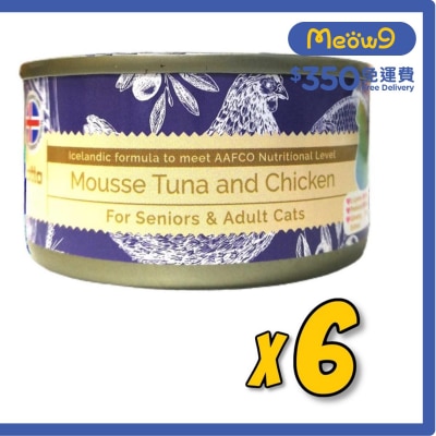 [6罐裝]全天然吞拿魚,雞肉慕絲老貓,成貓主食罐頭 (80g x6) Astkatta