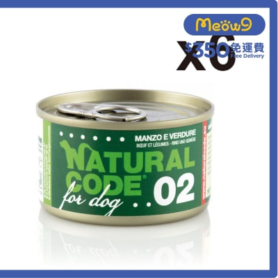 [6罐裝]牛肉蔬菜配方 成犬 罐頭濕糧 (90g x6) - NATURAL CODE