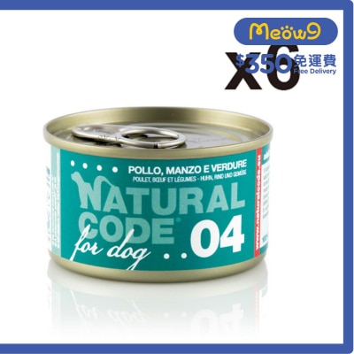 [6罐裝]雞肉牛肉蔬菜配方 成犬 罐頭濕糧 (90g x6) - NATURAL CODE