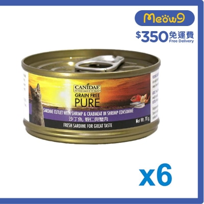 無穀物沙丁魚與蝦仁與蟹肉貓罐頭 (70g x 6) - CANIDAE 咖比
