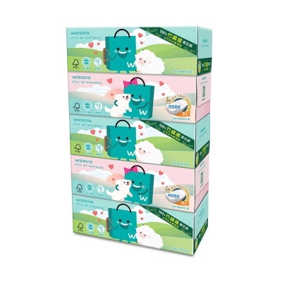 屈臣氏棉柔細緻面紙(盒裝) 5盒裝X100張  (3層)